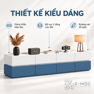 Thiết Kế Hai Tầng Phối Màu Xanh Trắng Nổi Bật
