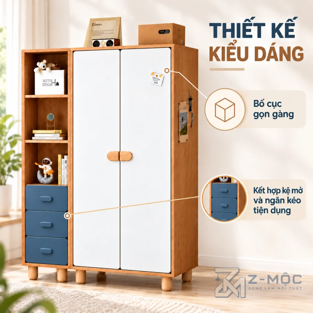 Thiết kế hiện đại, màu sắc phù hợp phòng trẻ em