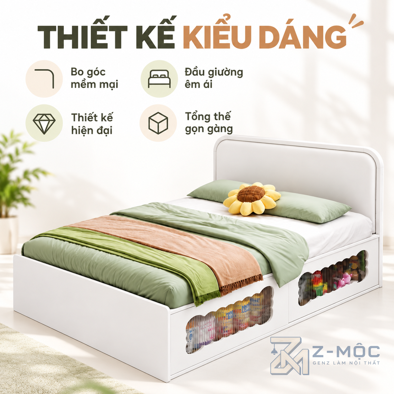 Thiết kế hiện đại, màu trắng dễ phối nội thất