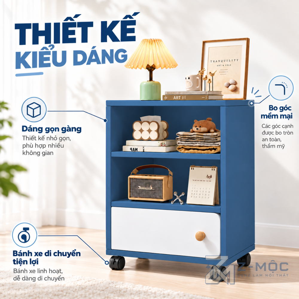 Thiết kế hiện đại với màu xanh trắng trẻ trung