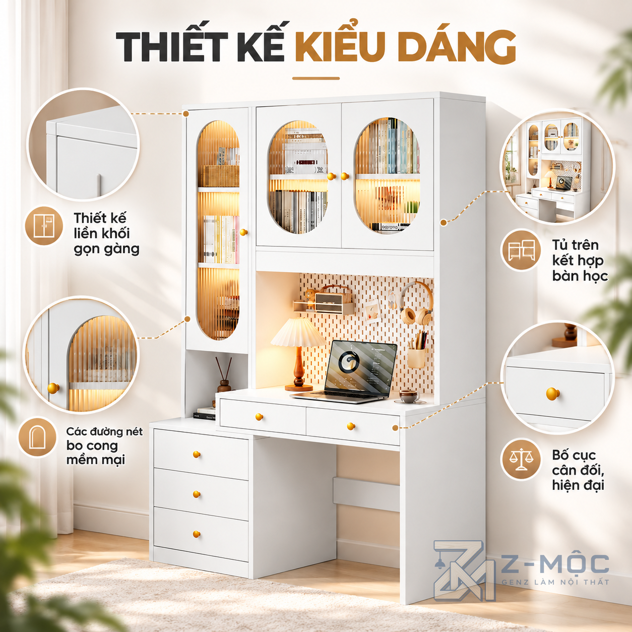 Thiết kế màu trắng hiện đại, dễ nhìn