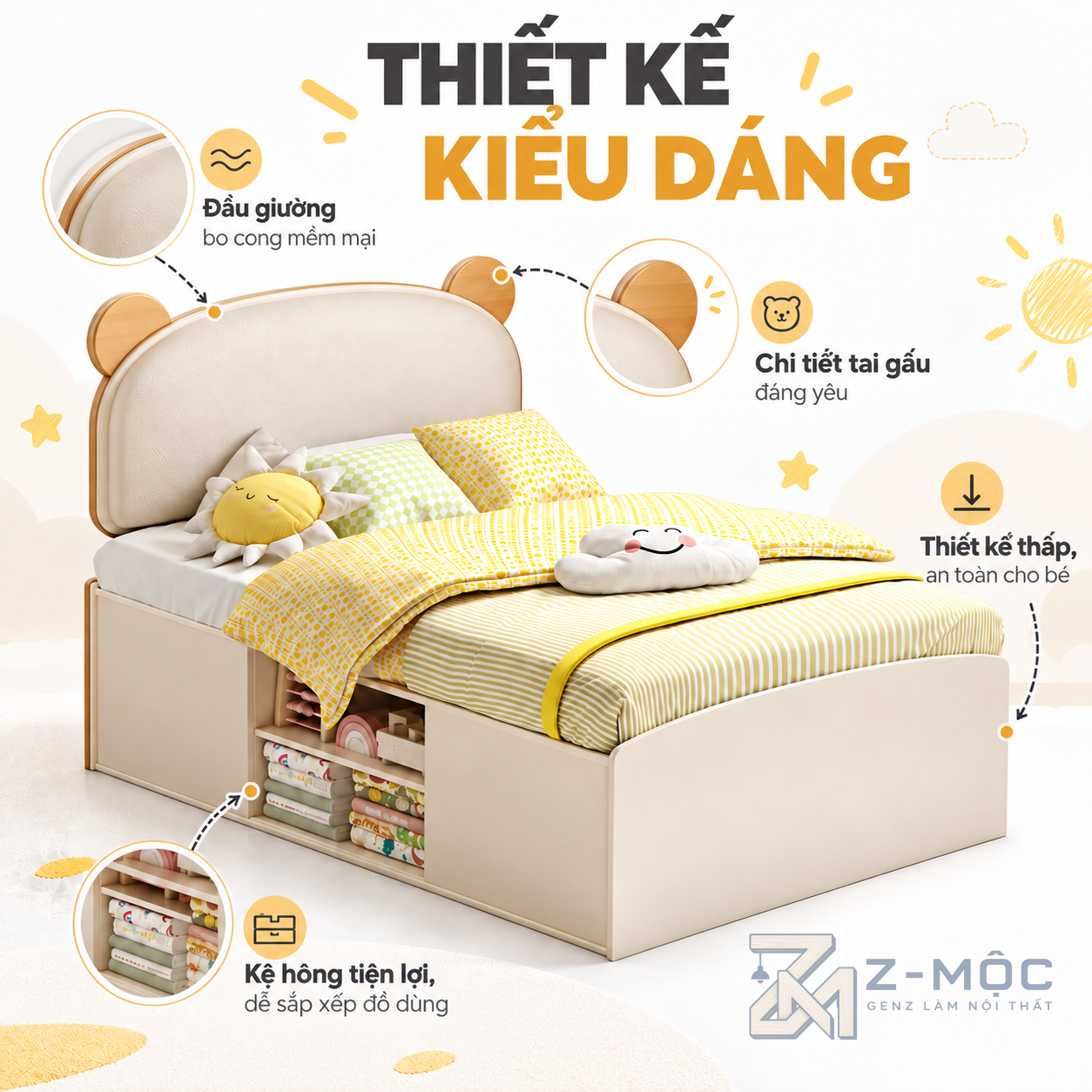 Thiết kế tai gấu dễ thương, không quá cầu kỳ