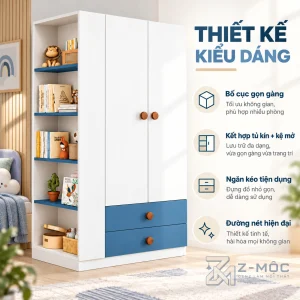 Thiết Kế Trắng Phối Xanh Hiện Đại, Nhỏ Gọn
