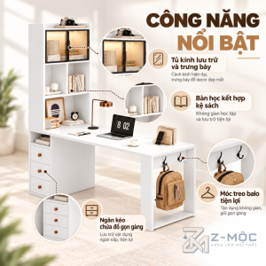 Tích Hợp Kệ Sách, Ngăn Kéo Và Móc Treo Tiện Lợi