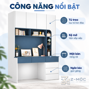 Tích Hợp Kệ Sách, Tủ Cánh Kín Và Nhiều Ngăn Kéo