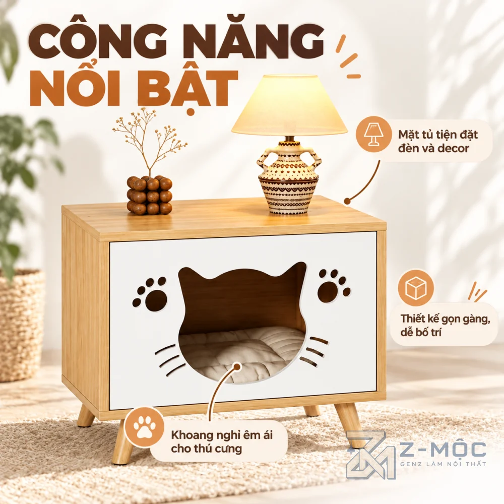 Tích Hợp Ổ Ngủ Cho Mèo, Tiết Kiệm Diện Tích