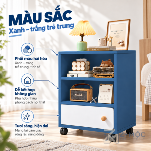 Trang bị bánh xe linh hoạt, dễ bố trí trong phòng ngủ