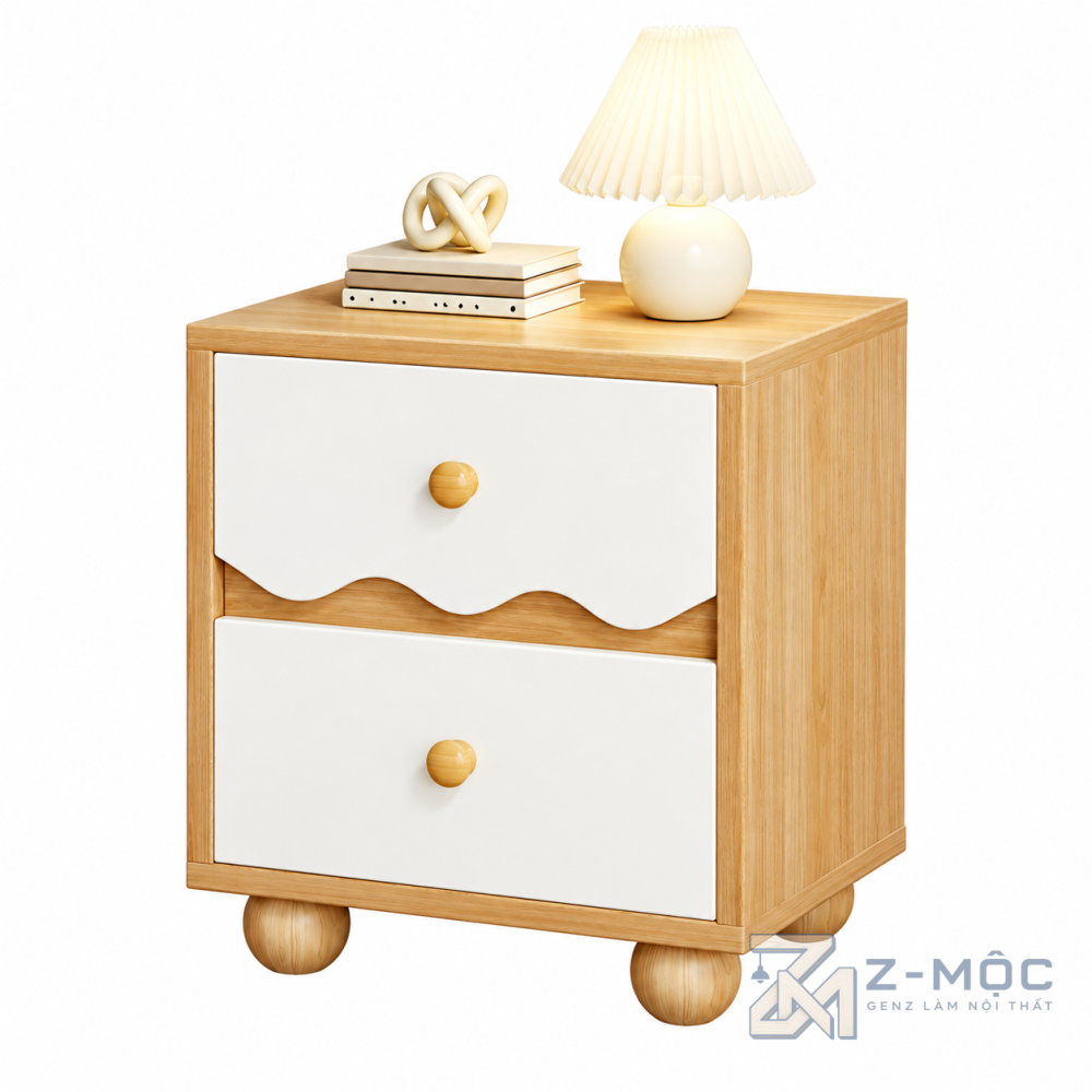 Tủ Đầu Giường 2 Ngăn Kéo Gợn Sóng ZM-13001 - ảnh chi tiết 1