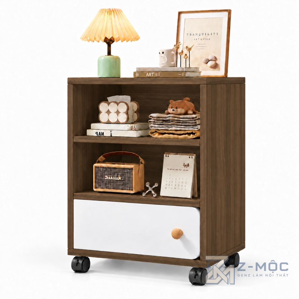 Tủ Đầu Giường Bằng Gỗ Rộng Rãi Có Bánh Xe ZM-13008 - ảnh chi tiết 2