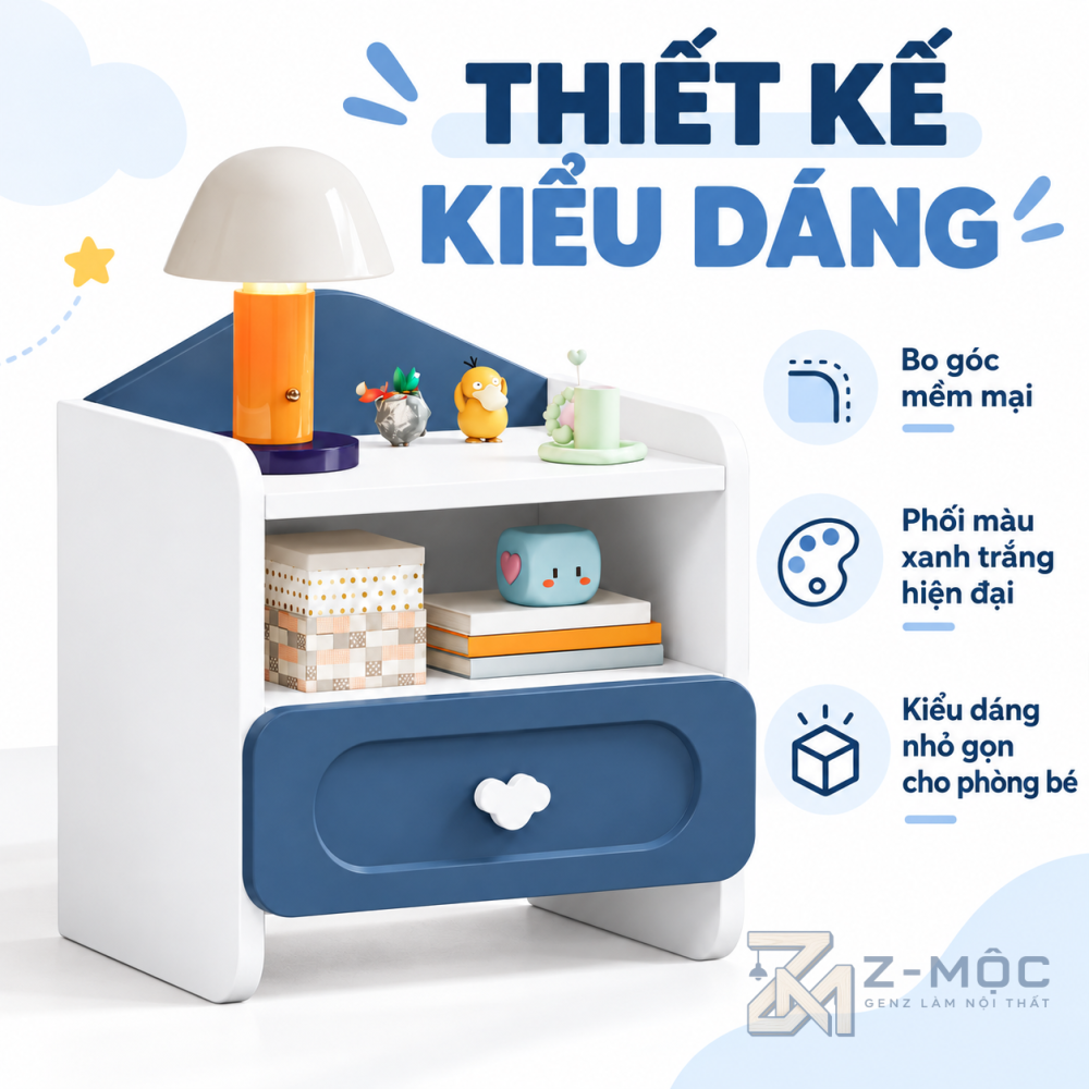 Tủ Đầu Giường Phong Cách Trẻ Trung Hiện Đại ZM-13002 - ảnh chi tiết 2