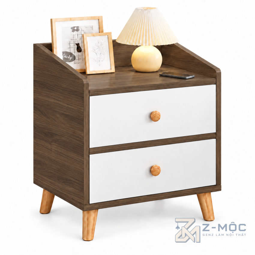Tủ Đầu Giường Xanh Dương 2 Ngăn Kéo ZM-13005 - ảnh chi tiết 2