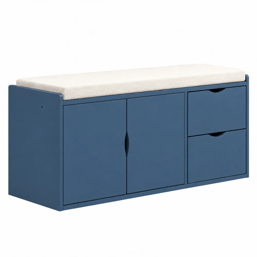 Tủ Giày Tích Hợp Ghế Ngồi Màu Xanh Hiện Đại ZM-95015 - 1000x350x450mm - ZM-95015.1