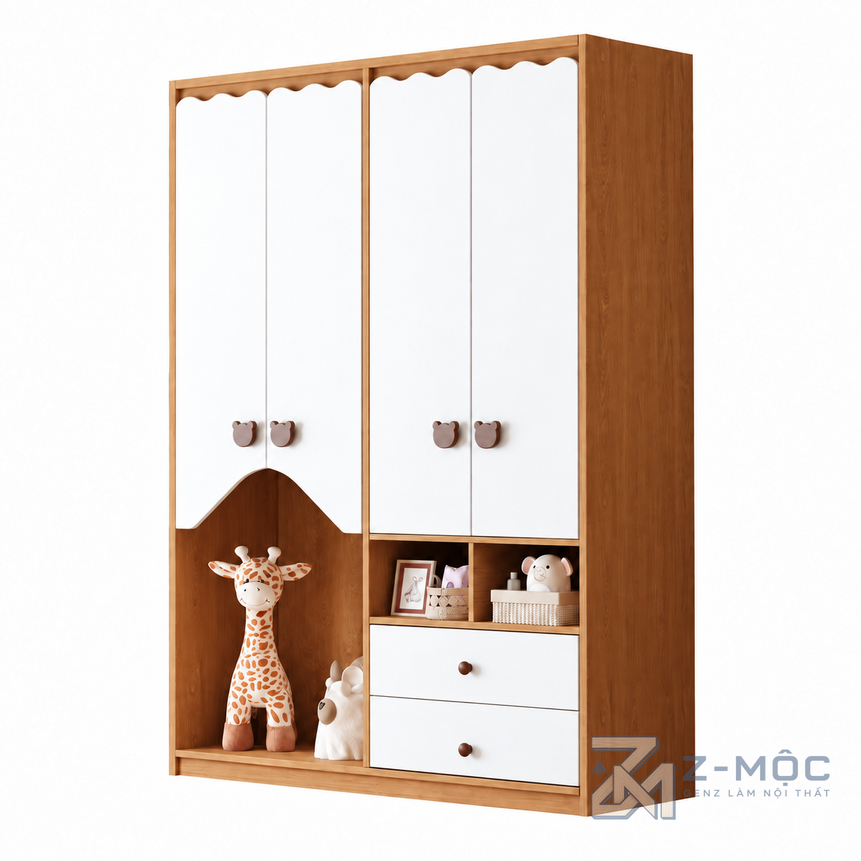 Tủ Quần Áo Trẻ Em Có Hộc Trang Trí Hiện Đại ZM-10058 - ảnh chi tiết 2