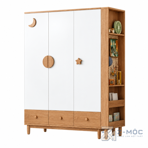 Tủ Quần Áo Trẻ Em Có Kệ Trang Trí 3 Cánh ZM-10059 - ảnh chi tiết 1