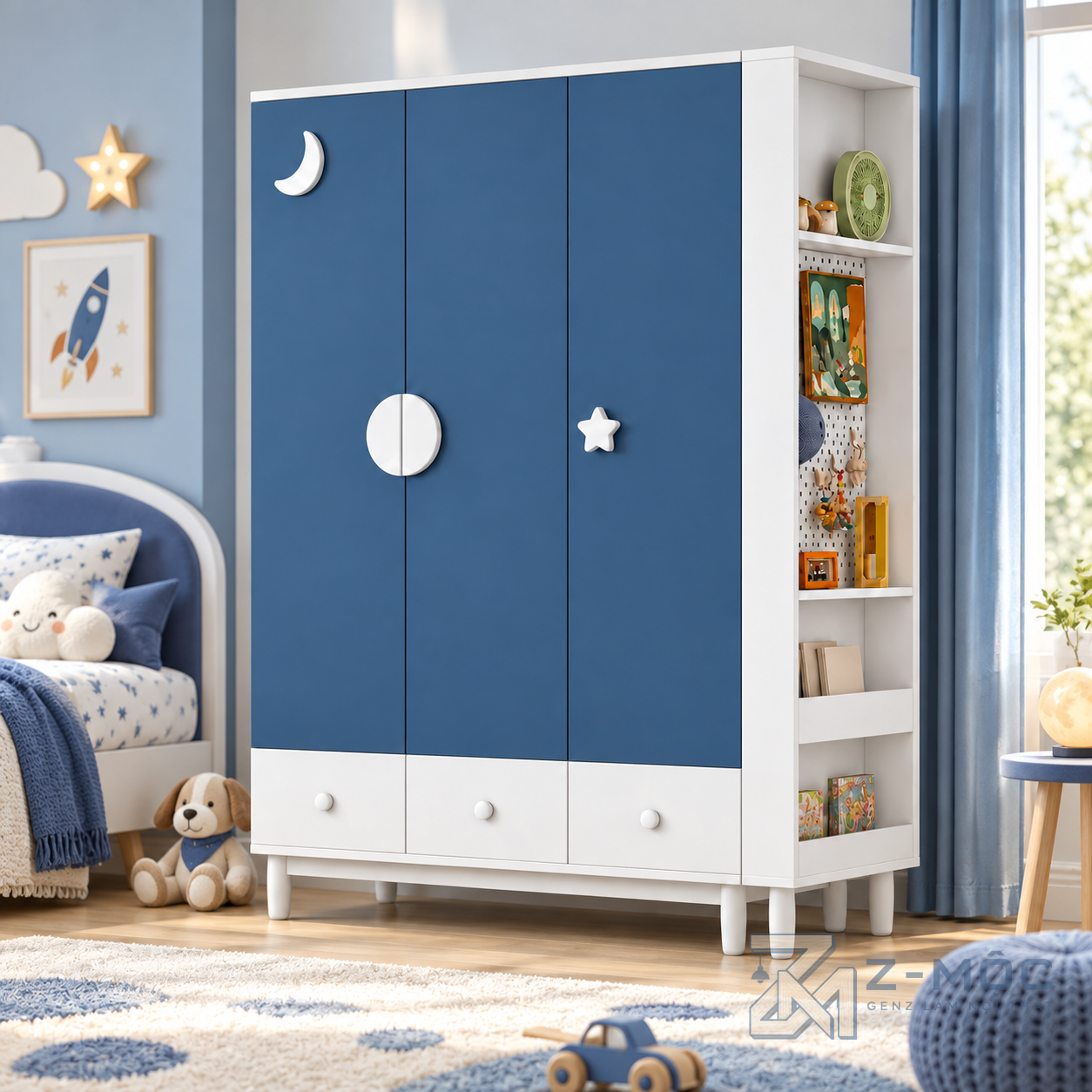 Tủ Quần Áo Trẻ Em Có Kệ Trang Trí 3 Cánh ZM-10059 - ảnh chi tiết 7