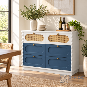 Tủ Trang Trí Mây Đan Kết Hợp Đường Lượn Sóng ZM-94033 - ảnh chi tiết 7